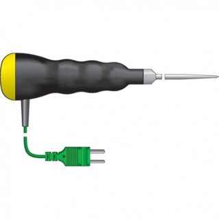 Einstichsonde, Typ K- Thermoelement- Fhler mit stabilem Gummigriff gelb