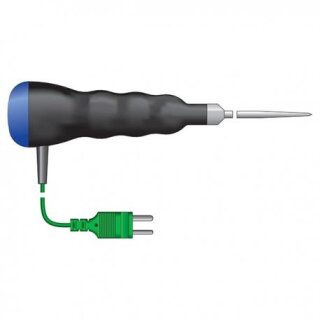 Einstichsonde, Typ K- Thermoelement- Fhler mit stabilem Gummigriff blau