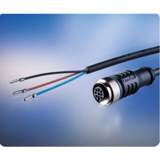 M12 Sensor Cable, Open Line Ends, 220-240V