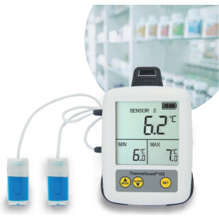 ThermaGuard Pharm, hochgenaue Thermometer mit Kühlgut- Simulationssonden 102 mit UKAS- Kalibrierzertifikat