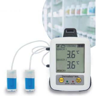 ThermaData WiFi Pharm Datenlogger mit Khlgut- Simulationssonden TD2F, two external Pharm Probes