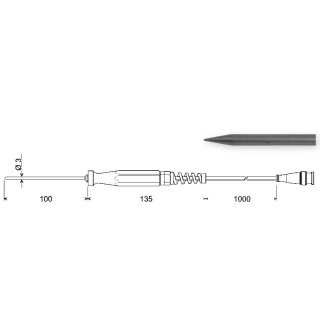GES 175-BNC, Pt1000 Insertion probe for Soft Media, -70 to +200°C