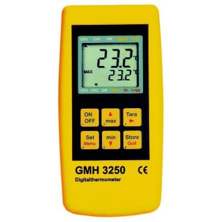 GMH 3251, Precision Fast Response Thermometer for Thermocouples, 2 Universal Plug-In Probe Inputs, Datalogger