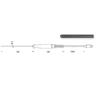 GTF401, 1/10 DIN, Pt100- Mantelelement- Tauchfhler fr Flssigkeiten und Gase, -50 bis +400C