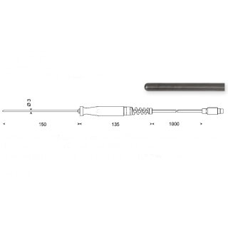 GTF401, 1/10 DIN, Pt100- Mantelelement- Tauchfühler für Flüssigkeiten und Gase, -50 bis +400°C