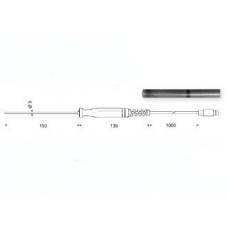 GTF 601, Pt100 Sheath Element Immersion Probe for Liquids and Gases, -200 to +600°C