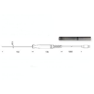 GTF 601, Pt100 Sheath Element Immersion Probe for Liquids and Gases, -200 to +600°C, DIN Klasse B