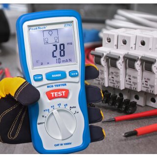 PeakTech 2710, Digitaler FI- Tester fr Auslsecharakteristik