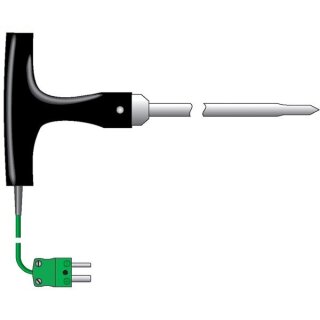 T-Shaped Handle Stainless Steel Penetration Probe, Type K Thermocouple, Ø6,35mm x 100mm, -75 to +250°C