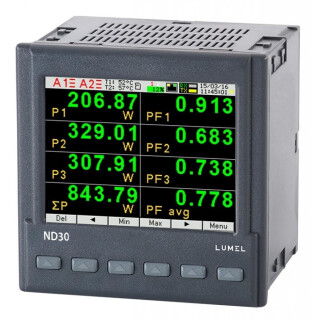 ND30IoT-1122MSM0, Energiemessgerät für 1- und 3-Phasen- Stromnetze mit  farbiger TFT- Anzeige 20-40VAC/20-60VDC