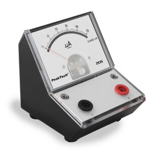 PeakTech 205, analoges Zeigermessgert, Pultgehuse mit Spiegelskala 0-50 A DC