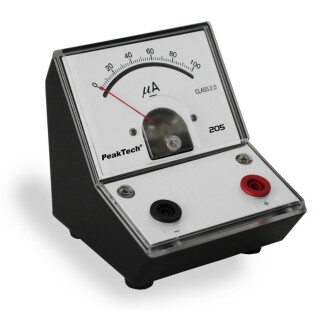 PeakTech 205, analoges Zeigermessgerät, Pultgehäuse mit Spiegelskala 0-100 µA DC