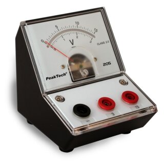 PeakTech 205, Analog Pointer Instrument, Bench Type with Mirror Scale 0-3 V/15 V DC