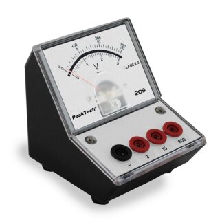 PeakTech 205, analoges Zeigermessgert, Pultgehuse mit Spiegelskala 0-3 V/ 15 V/ 300 V DC 