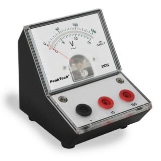 PeakTech 205, analoges Zeigermessgerät, Pultgehäuse mit Spiegelskala 0-15/150 V AC