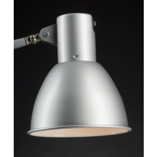 Geschirmte Werkleuchte mit Klemmfu, Alu-silber seidenmatt, Armlnge 100cm