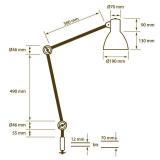 Geschirmte Werkleuchte mit Klemmfu, Alu-silber seidenmatt, Armlnge 100cm