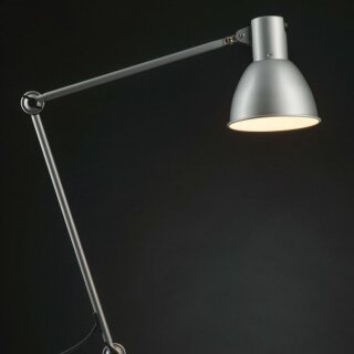Shielded Working Lamp with Clamp Base, Aluminium Silk Matt, Arm Length 100cm