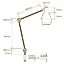 Geschirmte Werkleuchte mit Klemmfu&szlig;, Alu-silber seidenmatt, Arml&auml;nge 100cm