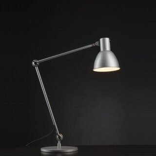 Geschirmte Werkleuchte mit Standfu, Alu-silber seidenmatt, Armlnge 100cm