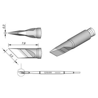 JBC Soldering Tip Series C210, Special Shape, C210018/3.4 x 0.3mm, Blade-Shaped