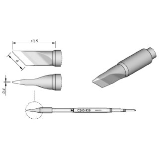 JBC Lötspitze Serie C245 Klingenform, C245939/6,0 x 0,4mm, abgewinkelt