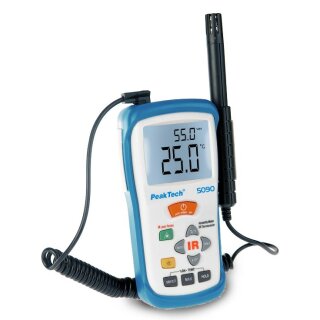 PeakTech 5090, Infrarot-Thermometer/Luftfeuchtigkeits- u. Temperaturmessgerät, -50 bis +500°C, 8:1