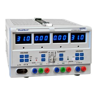 PeakTech 6075, Digital- Labornetzgert, 2 x 0-30V DC / 0-5A;  5V/3A fest