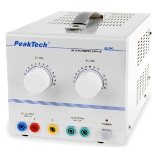 Peak Tech 6125, Regulated AC/DC Laboratory Power Supply, 1 - 15 V DC/AC / 5 A