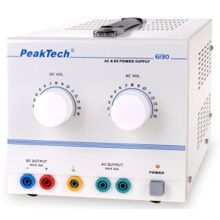 PeakTech 6130, Stabilisiertes AC/DC-  Labornetzgerät 1-15 V AC/DC / 10A