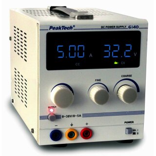 PeakTech 6140, Stabilisiertes Labornetzgerät, 0-30V DC / 0-5A